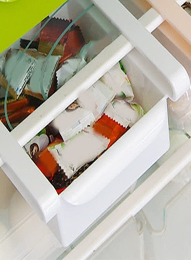 Sunicon Fridge Drawer Organizer, Plastic White Refrigerator Organizer Bins, Refrigerator Food Case Storage Kitchen Organizer Pull Out with Handle, for Fridge Shelf Under 0.5 inch(15.5 x 16.5 x 7cm) - Image 4
